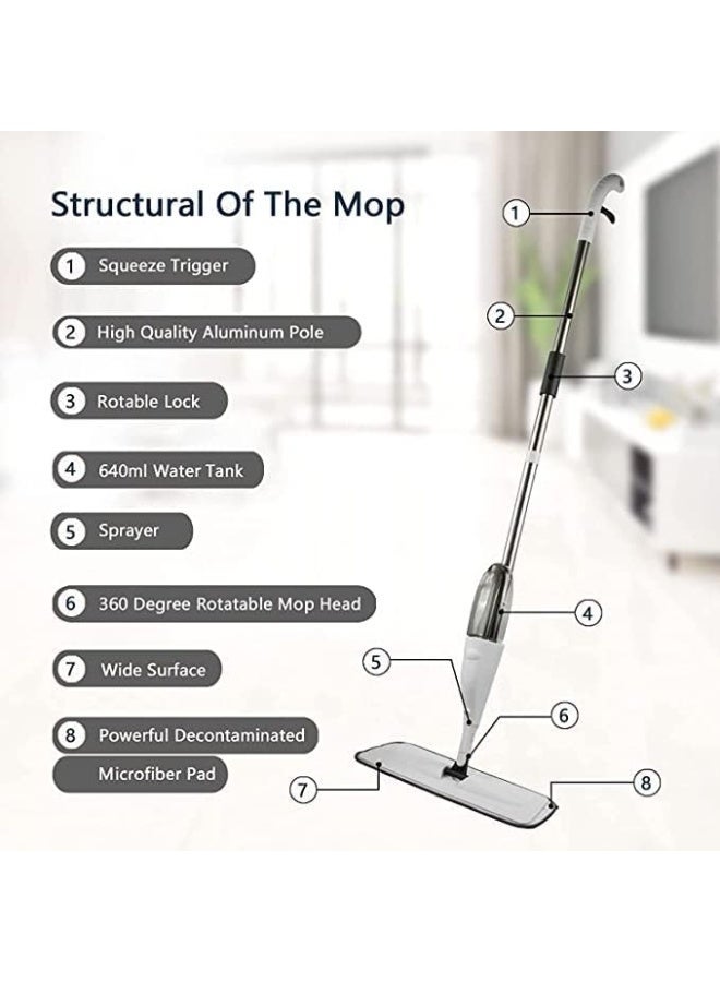 Floor mop with spray for polishing and sanitizing ceramic tiles - Image 2